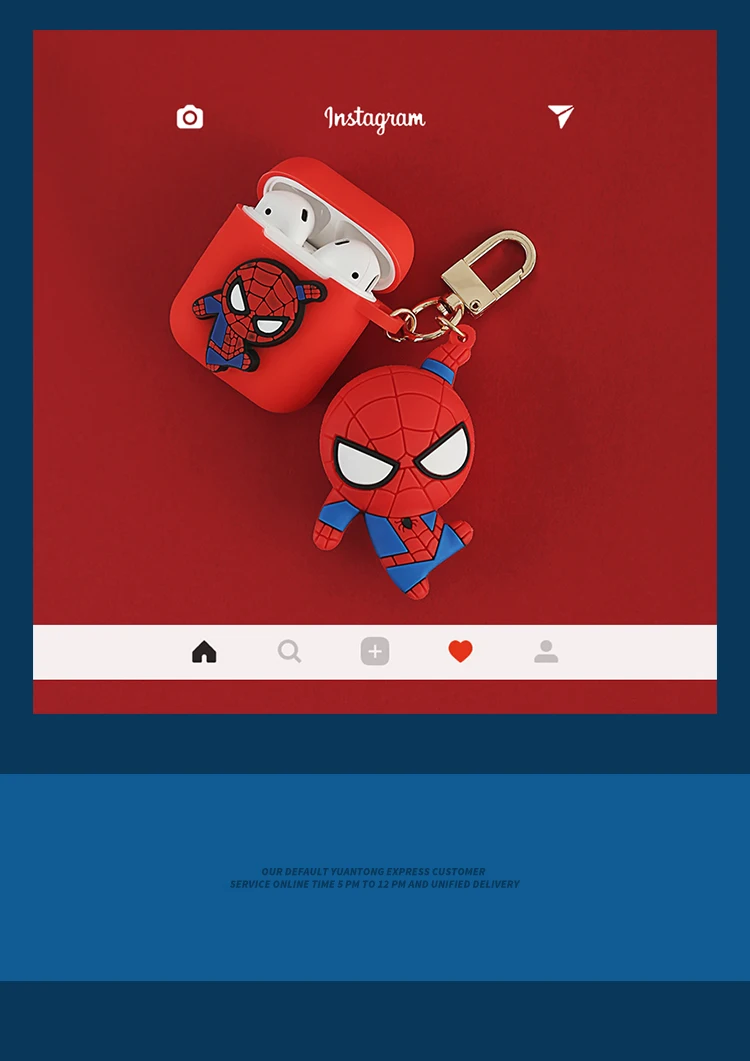 Luxury 3D Marvel Spider-Man Iron Man Captain Keychain Silicone Protection Bluetooth Wireless Earphone Case For AirPods 2 Headset