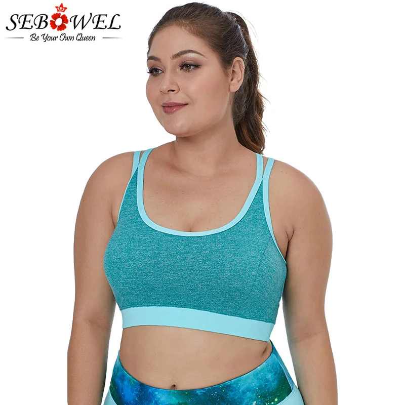 Blue-Double-Straps-Heathered-Sports-Bra-LC26029-4-3 