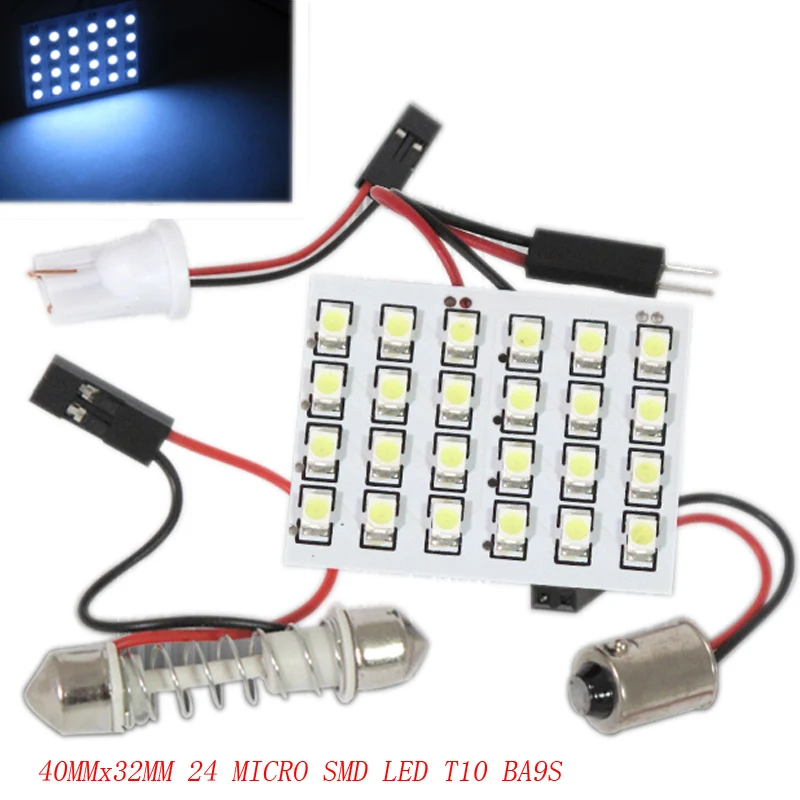 

40MMx32MM 24 MICRO SMD LED T10 BA9S FESTOON REVERES BACK UP STOP HEAD TAIL LIGHT Panel lamp reading Lights Car interior map Dome