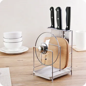 

Stainless Steel Cutting Board Spoon Plate Kitchen Knife Shelf Pot Lids Holder Pan Pot Rack For Kitchen Accessories