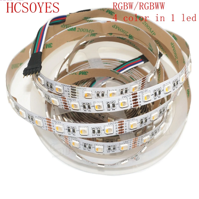 5 м DC12V SMD 5050 RGBW/RGBWW 4 цвета в 1 светодиодный чип Светодиодная лента, гибкий светильник RGB+ белый/теплый белый, 60 Светодиодный s/M IP30/65 водонепроницаемый