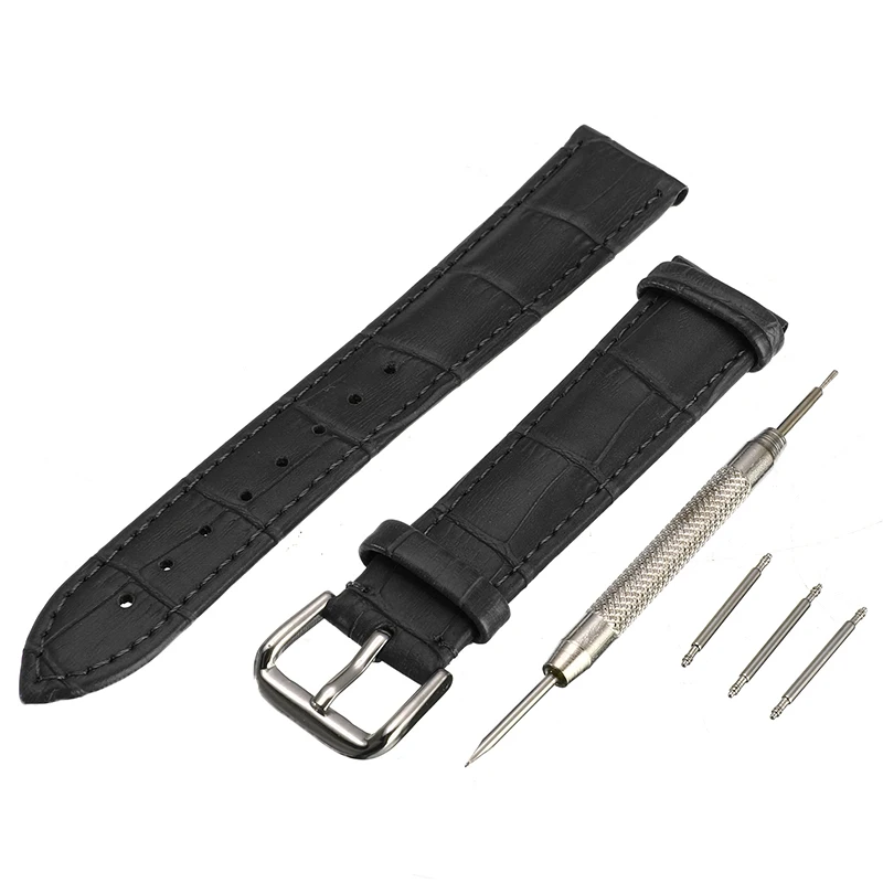 

10 12 14 16 18 19 20 21 22 24mm Genuine Leather Watchband Watch Strap Women Men Wrist Watches Band With Pin Tools Black Brown
