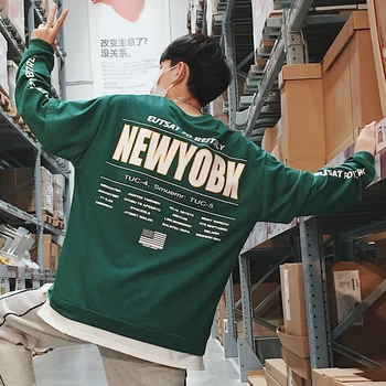 

2019 Autumn Recommend New listing Fashion casual Male False Two hoodies Pattern Paper Printing The Wind In Hot cityboy trend