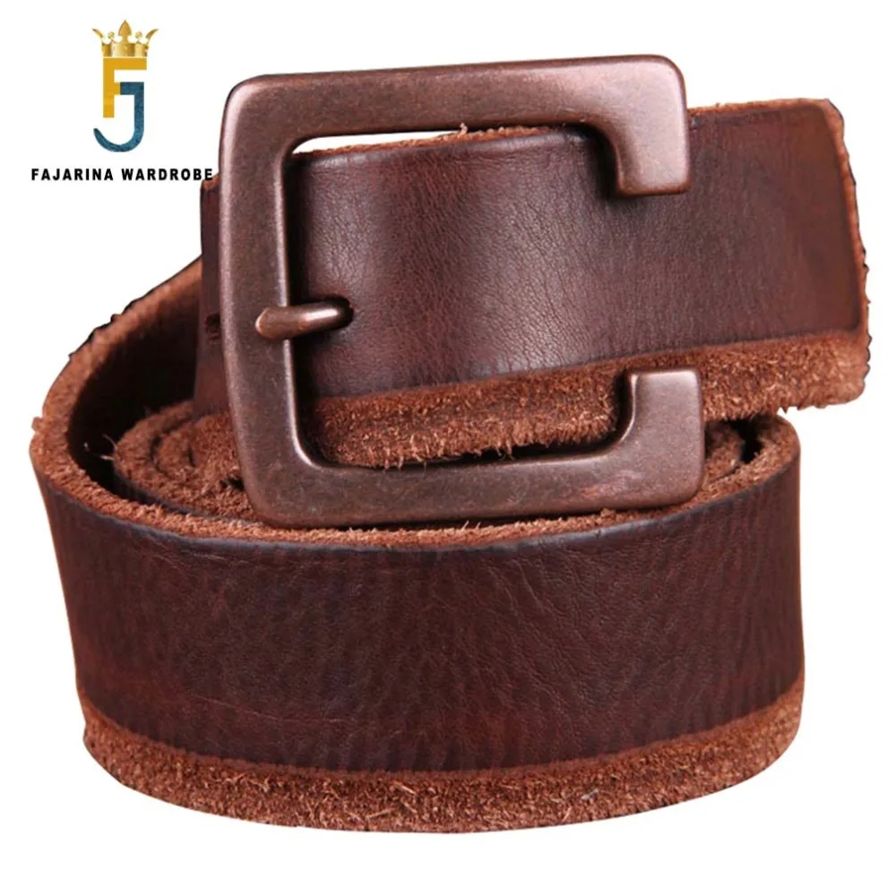 

FAJARINA Top Quality 100% Pure Cowhide Real Genuine Men's Retro Style Green Belt Men Clasp Buckle Belts for Men Leather N17FJ172