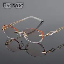 Женские очки из металлического сплава, без оправы, по рецепту, для чтения, близорукость, прогрессивные очки, очки с цветными линзами 258036