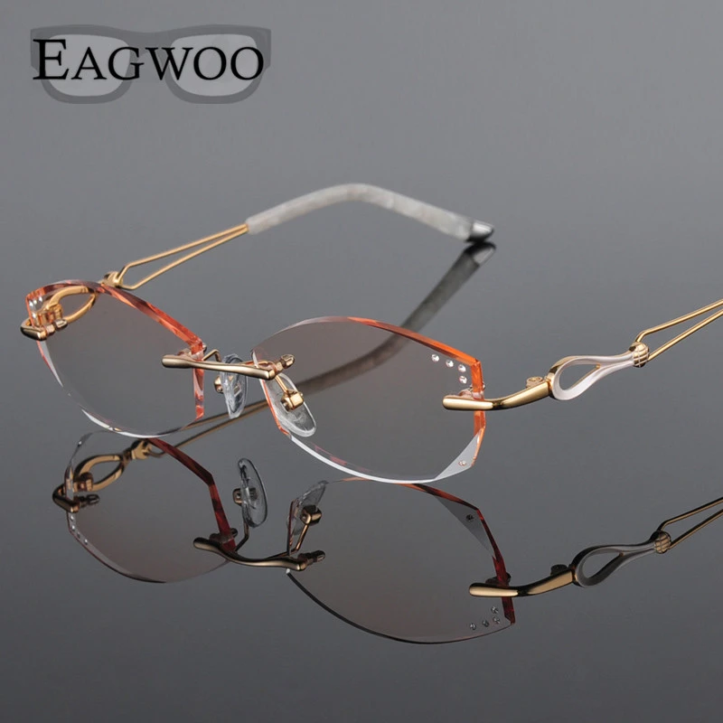 金属合金メガネ女性リムレス処方老眼鏡近視プログレッシブメガネ眼鏡カラーレンズ Eyeglass Rimless Spectacle Accessoriesspectacle Eyewear Aliexpress