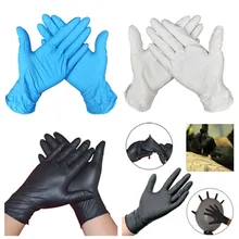 100 шт одноразовые нитриловые перчатки черные водонепроницаемые домашние мужские женские перчатки для медицинского механика ремонтник рабочие перчатки