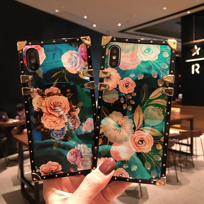Модный квадратный чехол для телефона с пионами iPhone XS MAX XR X 7plus 8 7 6s 6 plus | Мобильные