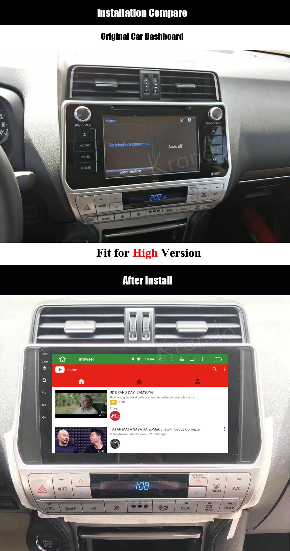 krando android car radio audio player for toyota prado 2018 multimedia navigation system (4)