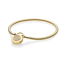 QANDOCCI Стерлинговое Серебро 925 пробы Гладкий Розовый Браслет фирменный замок прозрачный браслет CZ Подходит для оригинальных браслетов ювелирные изделия