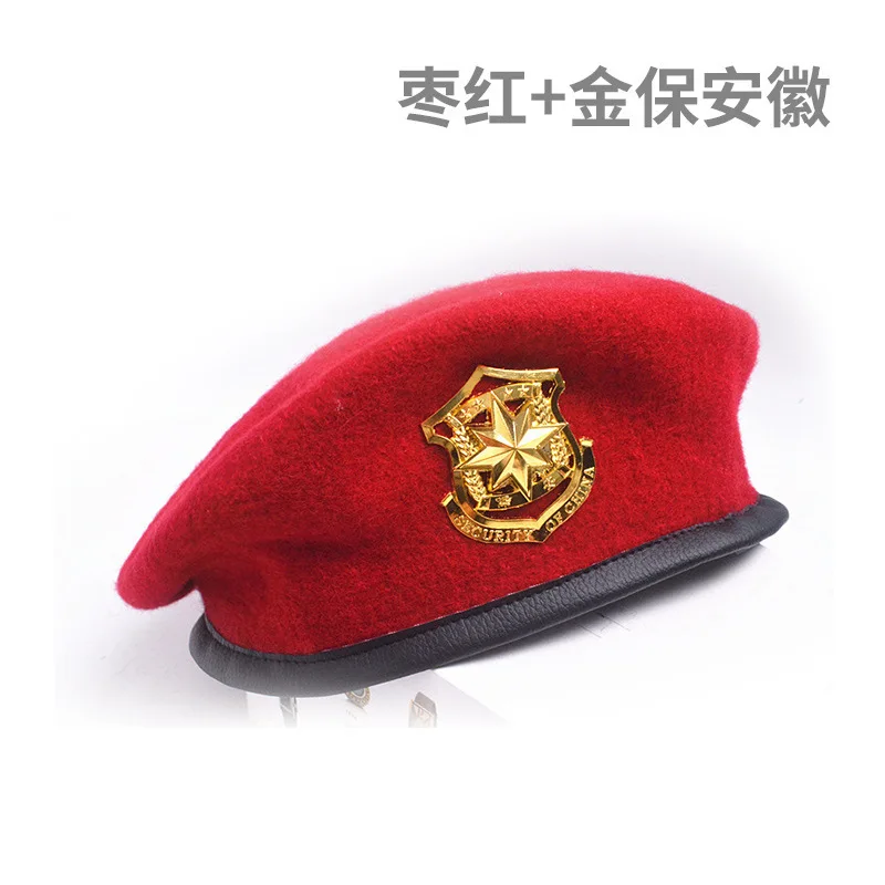 PYJTRL металлический эмблема унисекс шерстяной берет военные шапки регулируемый костюм вечерние для косплея выступления реквизит boina темно - Цвет: red 1