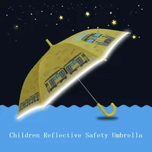 Милые ученики супер легкие стержни анимированные Мультфильм Детская безопасность Светоотражающие изделия с длинной ручкой прозрачный зонтик