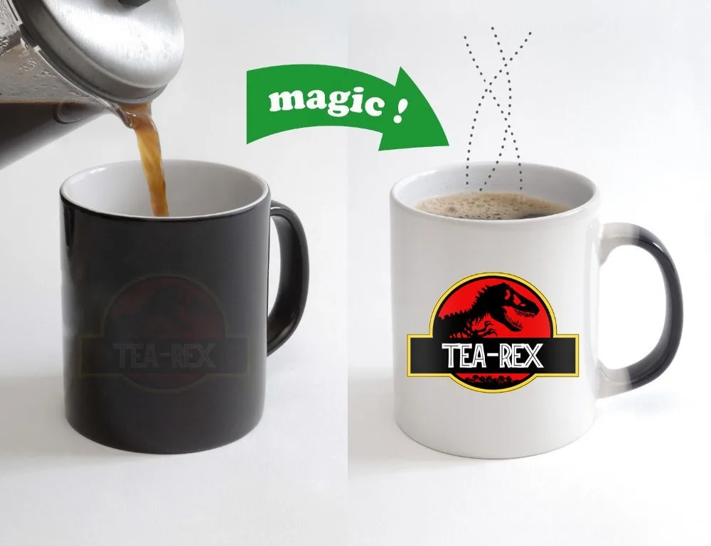 Tea Rex Jurassic Park mugs heat change color coffee mug ceramic novelty porcelain beer tea cups