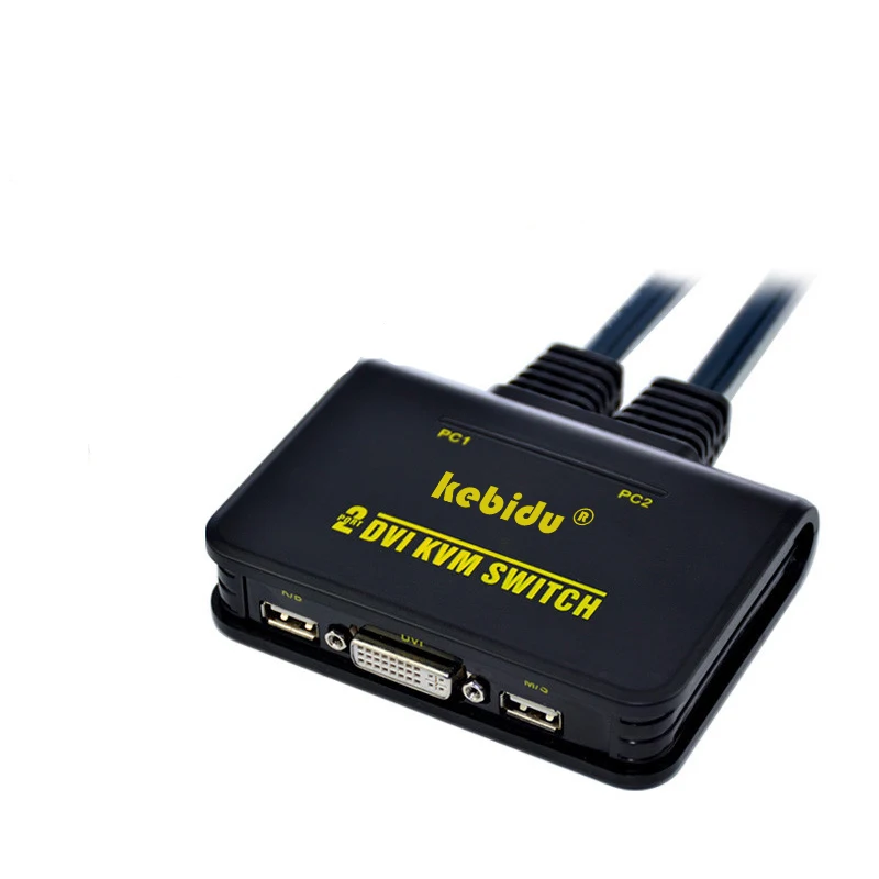 Kebidu 2 порта USB2.0 DVI KVM переключатель коробка 2 в 1 с аудио-видео кабелем для монитора клавиатуры мыши HDMI монитор KVM переключатель