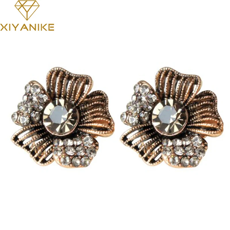 XIYANIKE новые модные роскошные Винтажные серьги-гвоздики с пятью цветами и кристаллами для женщин, подарок, хорошее ювелирное изделие, аксессуары E28