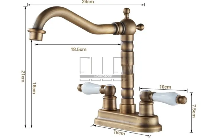 Двойная Ручка двойное отверстие Ванная комната смеситель античная бронзовая Американский Стандартный Размеры смесителя EL1201
