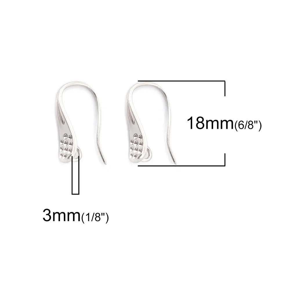 DoreenBeads медная проволока для ушей, крючки для сережек, наполненные W/петлей 18 мм x 10 мм, размер стойки/проволоки:(21 калибр), 4 шт