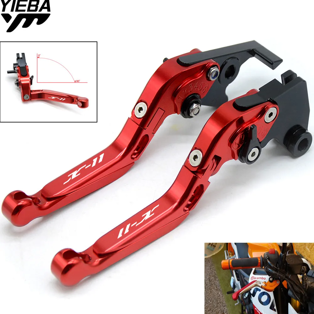 X-11 LOGO Motorcycle Accessories Adjustable Folding Extendable Brake Clutch Levers FOR HONDA X-11 X11 X 11 1999 2000 2001 2002