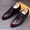 Men's Crocodile Dress Leather Shoes Lace-Up Wedding Party Shoes Mens Business Office Oxfords Flats Plus Size Men Fashion ► Photo 1/6