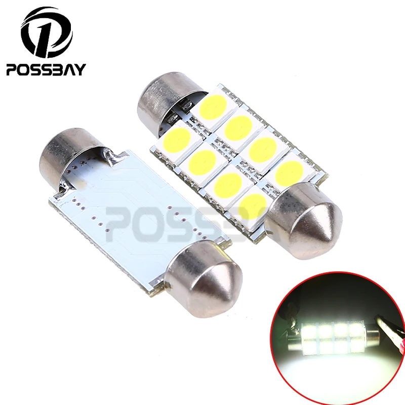 POSSBAY света автомобиля 2 шт. 41 мм 5050 8SMD Белый Micro Генеральный салона гирлянда светодио дный лампочки лампы DC12V