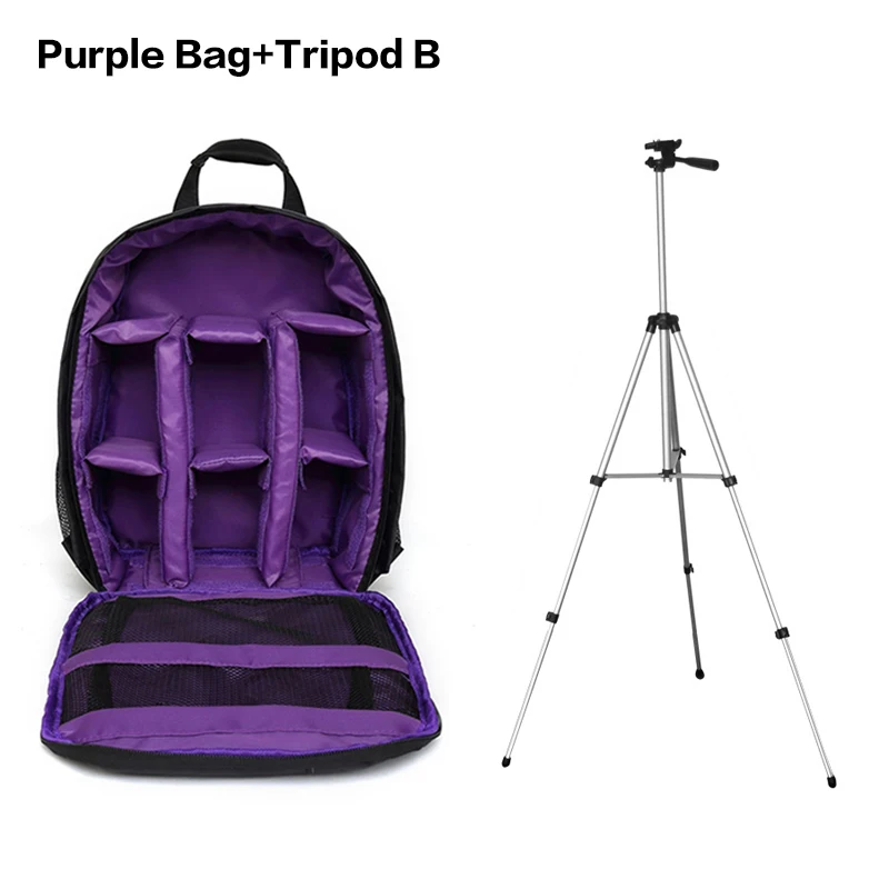 DSLR камера сумка для наружного небольшой камеры видео рюкзак для canon IXUS 145 150 155 160 170 HS 255 HS 265 HS 275 HS 510 HS - Цвет: Purple Bag Tripod B