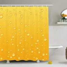 Занавеска для душа желтый Омбре фон как пиво в стакане с каплями воды Графический художественный принт ткань декор для ванной комнаты
