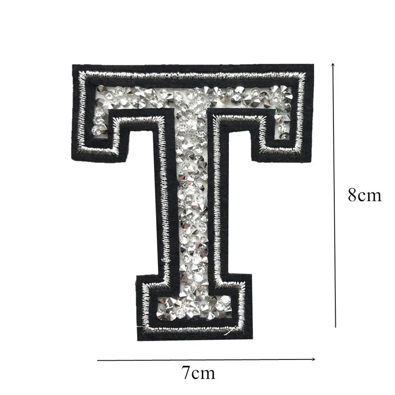 26 букв Горячая фиксация Стразы нашивки Пришивные железные на Алфавит ABC значки вышитые аппликации черный для сумки джинсы шляпа футболка DIY - Цвет: 20