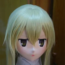 (C2-020) Full Head Female Face Anime Mask with WIG Cosplay Kigurum Zentai Suit Crossdresser Kigurum Skin Halloween Fetish Masks