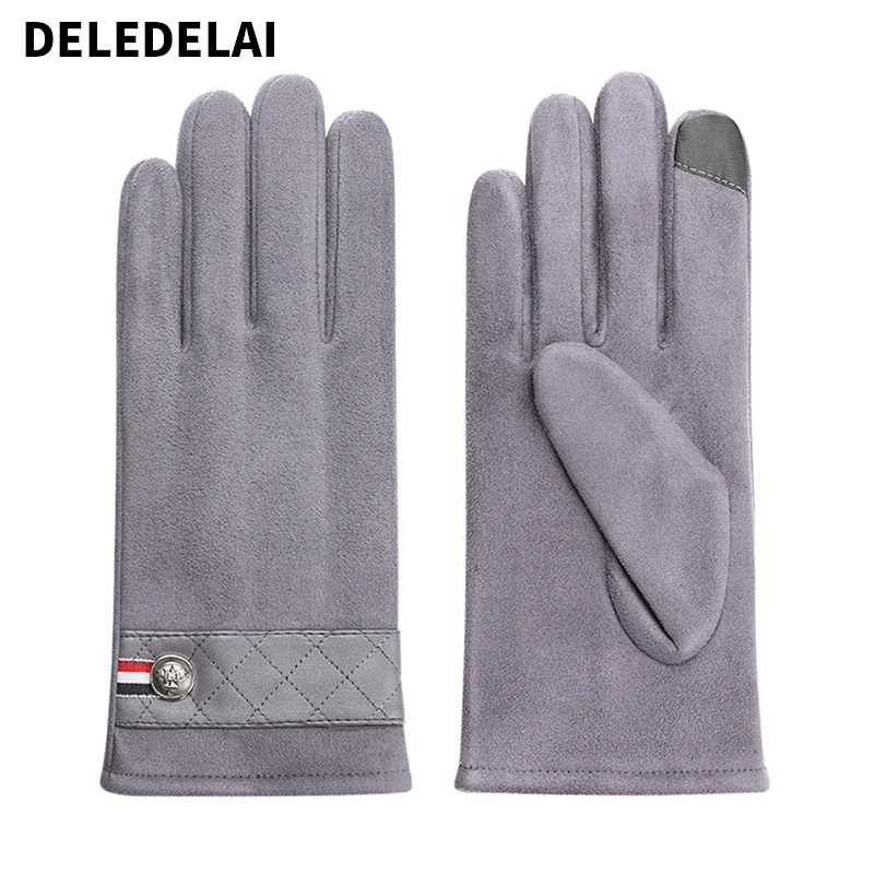 DELEDELAI зимние теплые перчатки мужские ветрозащитные перчатки с сенсорным экраном Рукавицы Перчатки стрейч теплая замшевая ткань полный