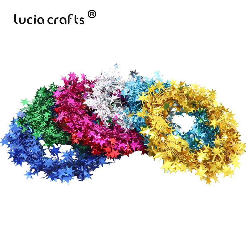 

Lucia crafts 7.5meter/roll Christmas Tree Pendant Hanging Pentagram Iron wire Crafts Garland Home Christmas Decoration H0358