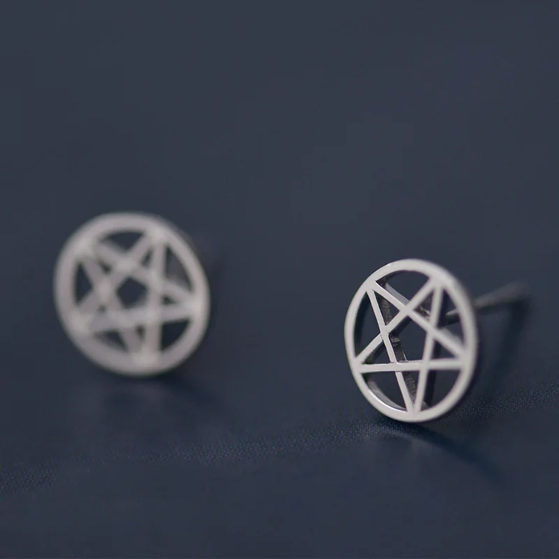 

Flyleaf 925 Sterling Silver Earrings Hollow Pentagram Star Stud Earrings For Women Simple Girl Sterling-silver-jewelry