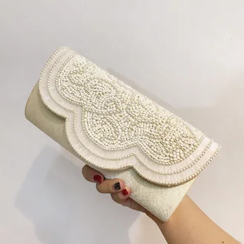 

Luxury Women Evening Bags Fashion Pearl Beaded Diamond Women Designers Box Clutch Bag Bridal Wedding Purse Handbag Shoulder Bag