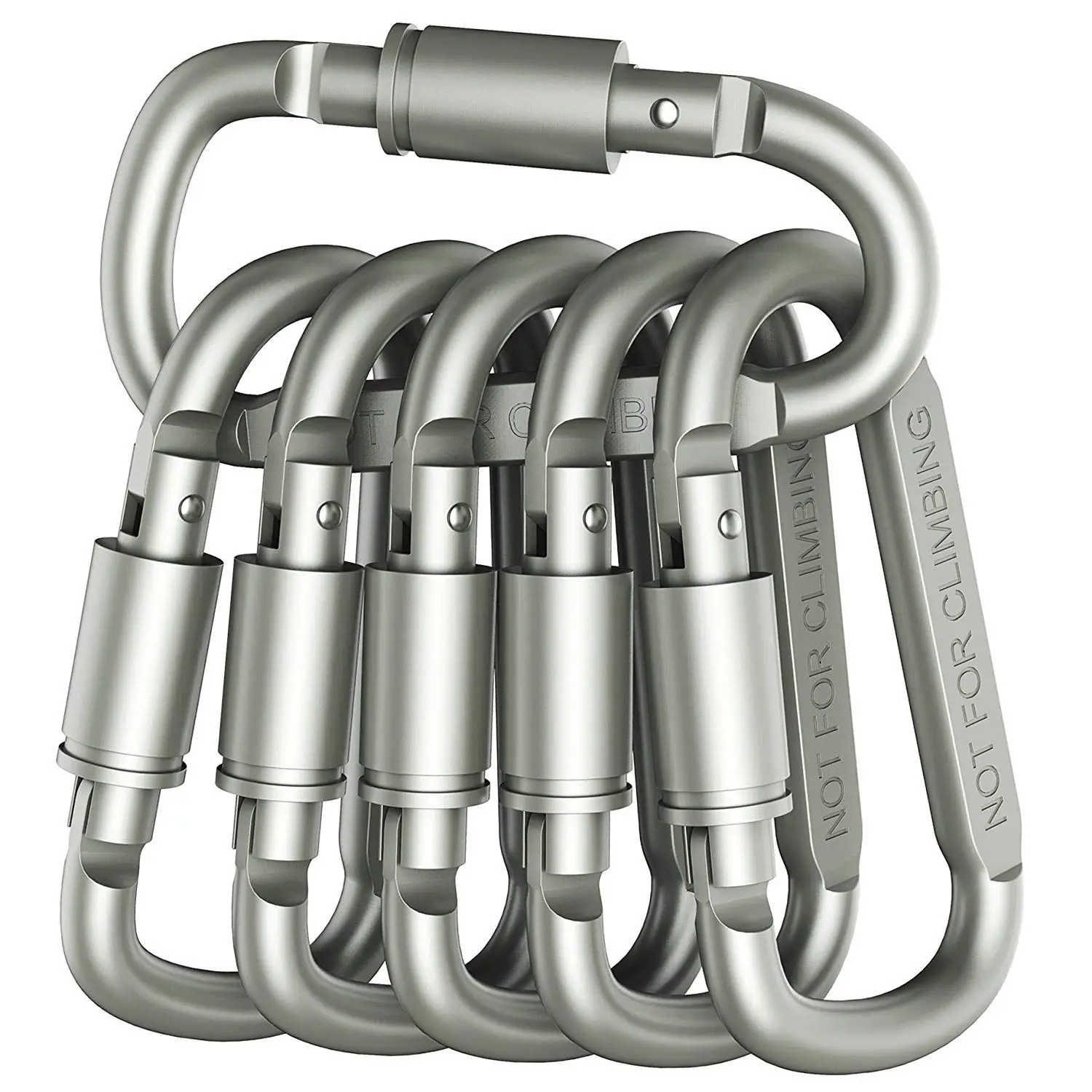 6 pcs Aluminum Alloy D ring Locking Carabiner Light but Strongin