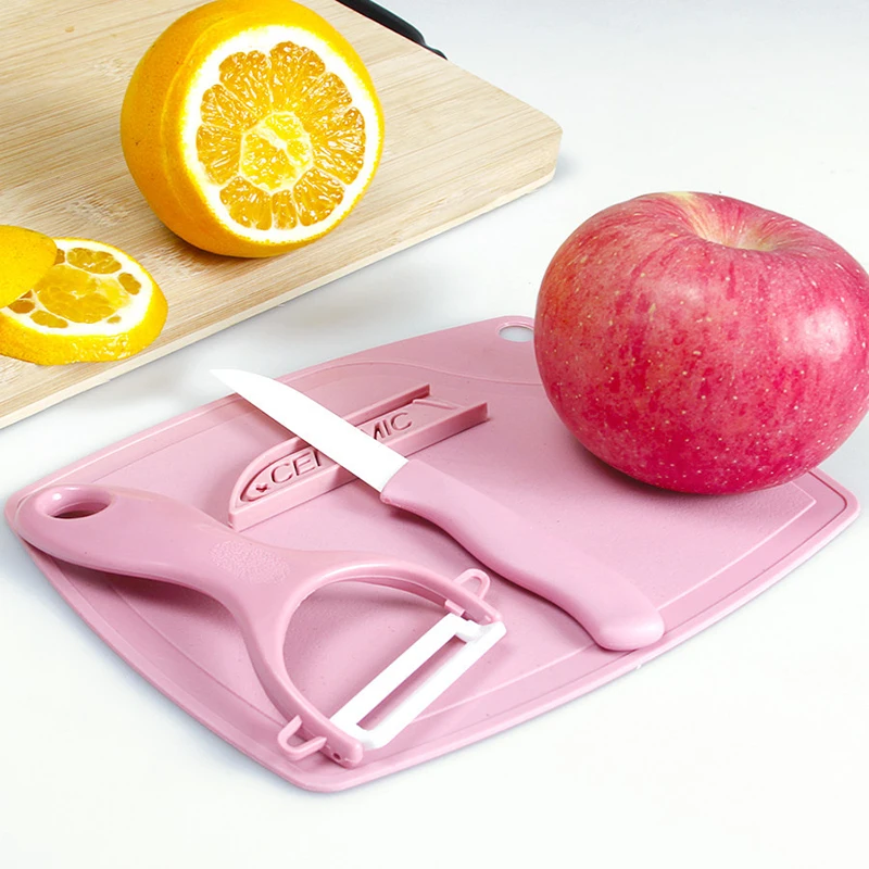 

3-Piece Set Chopping Block Zirconia Camping Ceramic Knife Peeler outdoor Small Ceramic Fruit Knife Cutting Board kitchen