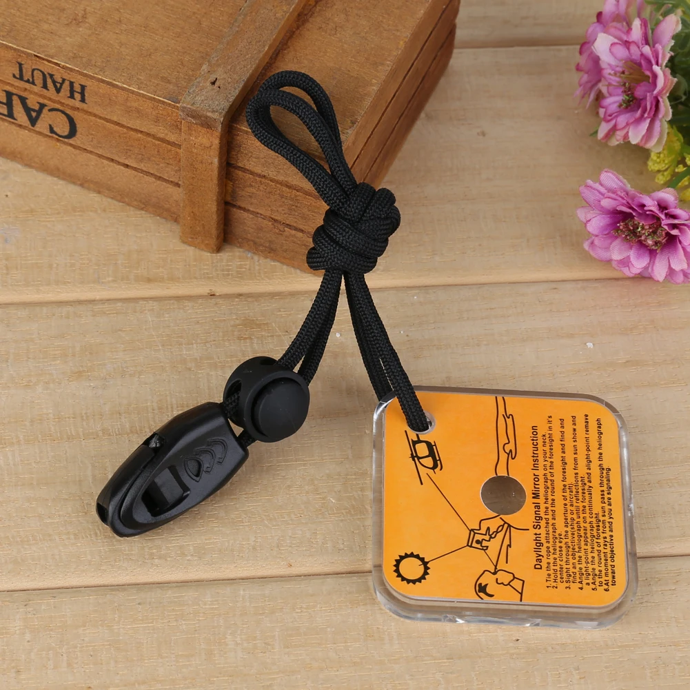 야외 생존 도구 거울 비상 키트 반사 생존 신호 거울 휘슬 캠핑 장비 장거리