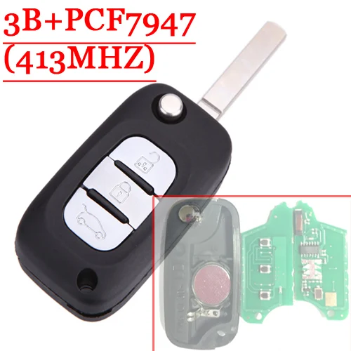 

Free shipping (1piece)3 Button Remote Flip Key With PCF7947 Chip 433MHZ For Renault Clio