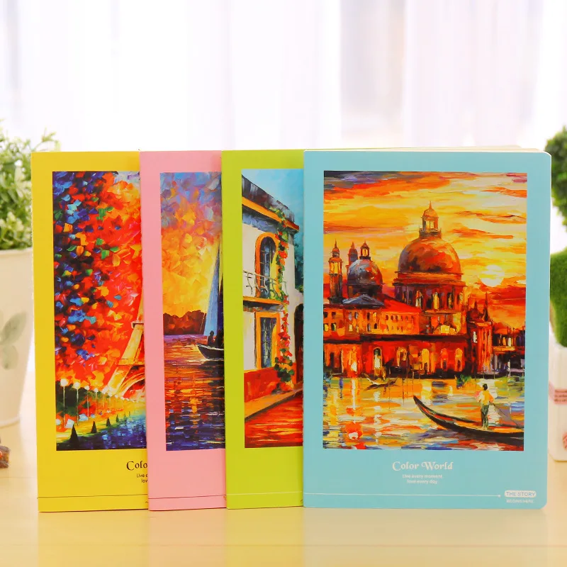 

12pc/lot Color world Student notebook / car line A5 diary writing pad/fashion stitching book / notebook/Office supplier