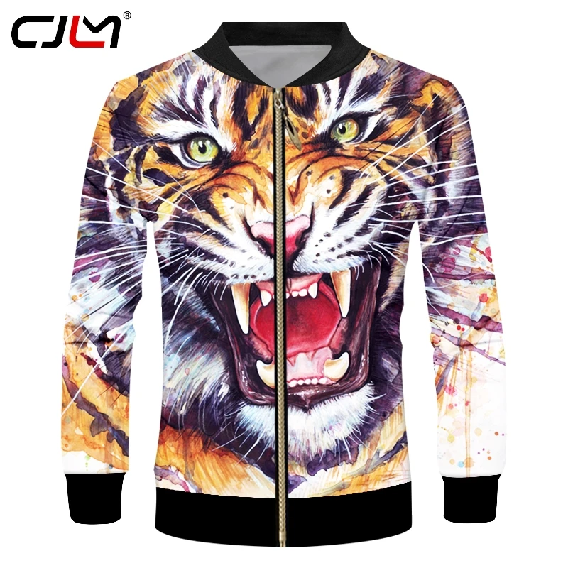 

CJLM 3D Full Printing Men Animal Tiger Jacket Long Sleeve Oversized Dropshipping Streetwear Hip Hop coat Hot