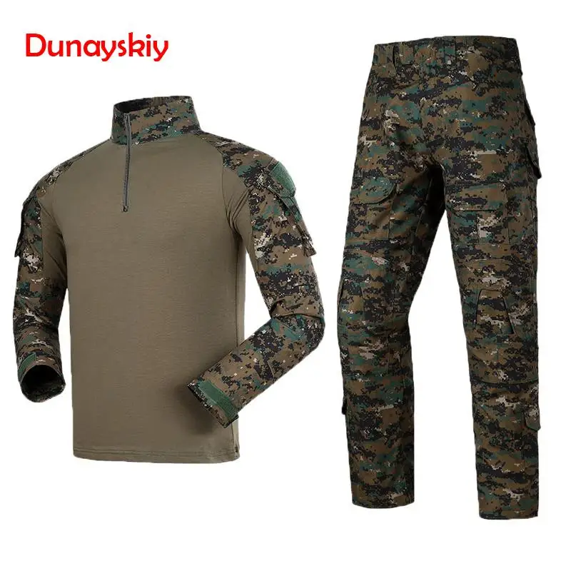 

Uniform Shirt + Pants Tactical Military Combat Army Military Uniform Camouflage Suit Hunting Clothes without Elbow Knee Pads