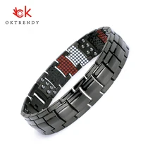 100% Pure Titanium Magnetic Bracelet Men Black Chain Men Bracelet Hematite Health Energy Bracelet for Women Benefits escalus 2018 magnetic health bracelet for women 100% pure titanium 4in1 magnets negative ions germanium far infra red bracelet