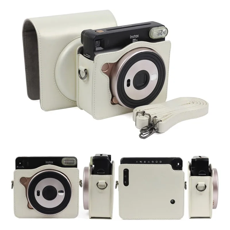 Защитный чехол для камеры моментальной печати Fujifilm Instax Square SQ6 из искусственной кожи с плечевым ремнем для мгновенной печати S