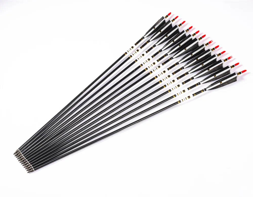 

12pack 31"(80cm) Spine 500 black Aviation Aluminum arrows for hunting recurve bow or longbow and sports