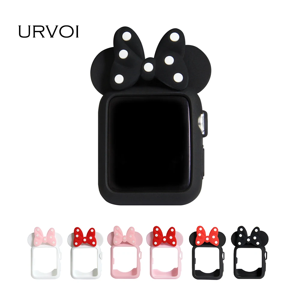 

URVOI Cover for apple watch case series 3 2 1 38mm 42mm band protector for iWatch silicone cartoon design cover for Minnie