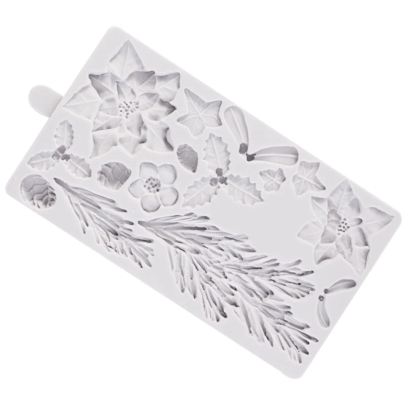 

Christmas molds flower shape leaves dry Pease fondant cake silicone mold chocolate molds clay mould for cake decorations
