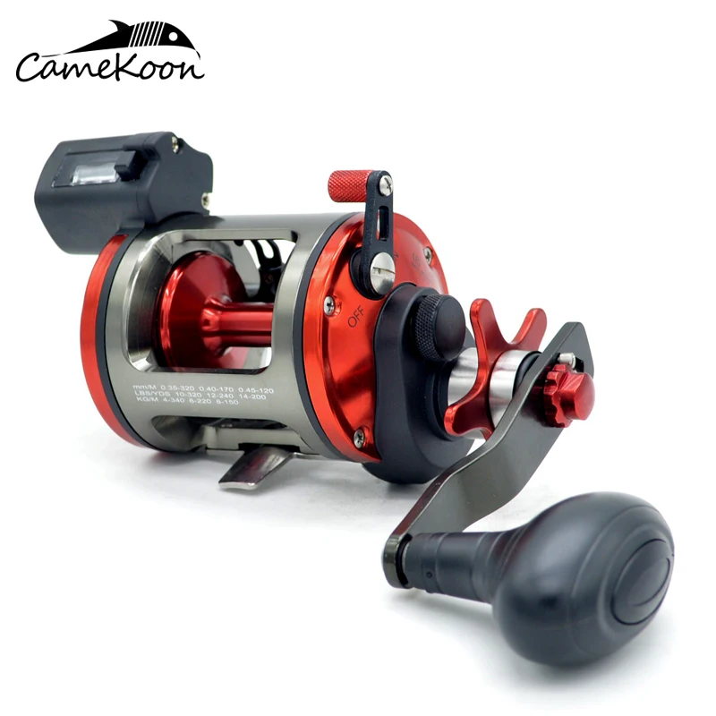 

CAMEKOON Level Wind Trolling Reel With Line Counter 15KG Max Drag 5.5:1 Gear Ratio Star Drag Saltwater Boat Fishing Reel
