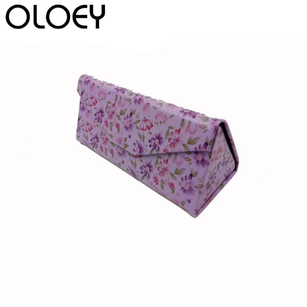 

Lovely Floral Fold Up Sunglasses Case Protable Light Triangular Fold Glasses Case Eyeglass Sunglasses Protector Box