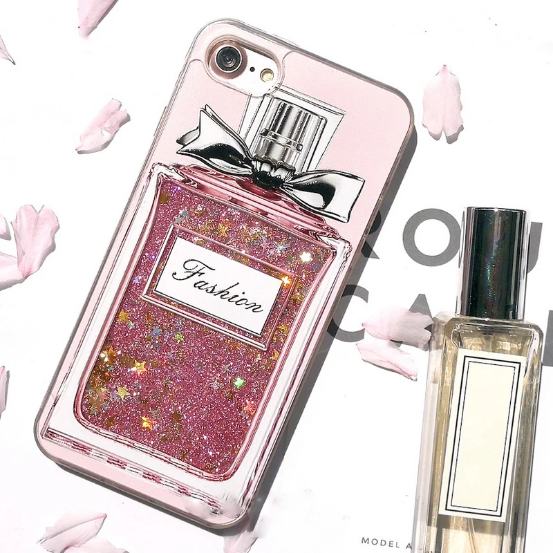 New Fashion Bling Liquid Quicksand Perfume Bottle Phone Case for iPhone