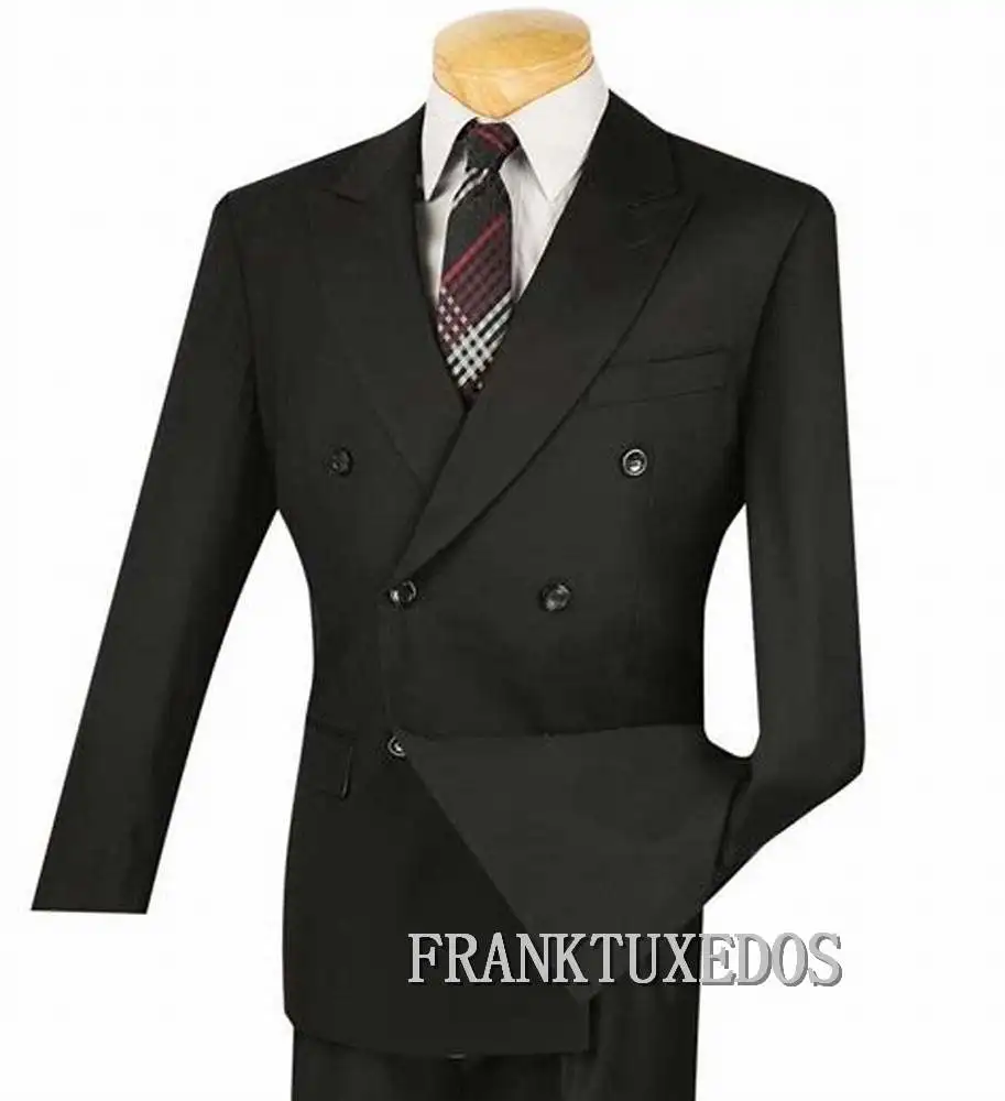 Black Suit Men 2019 Slim Fit Italian Double Breasted Suits Mens Wedding