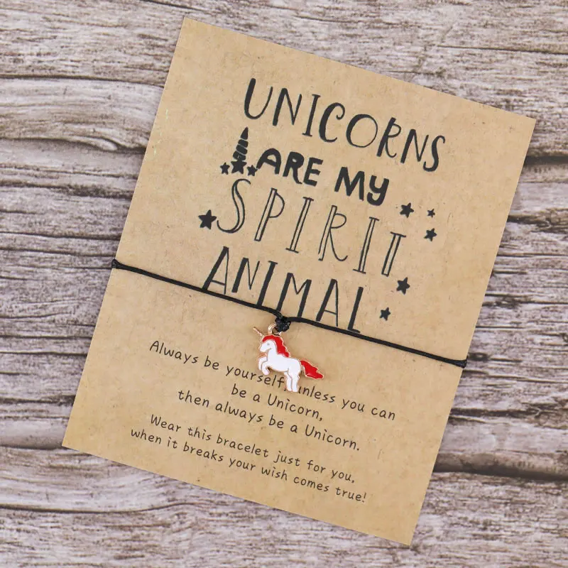Make A Wish Unicorn браслет желаний единороги Are My Spirit Animal Lucky Red String с единорогом для