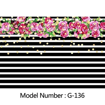

Vinyl Newborn Photography Backdrop Black and White Stripes Party Floral Photo Background for Photo booth Backdrop